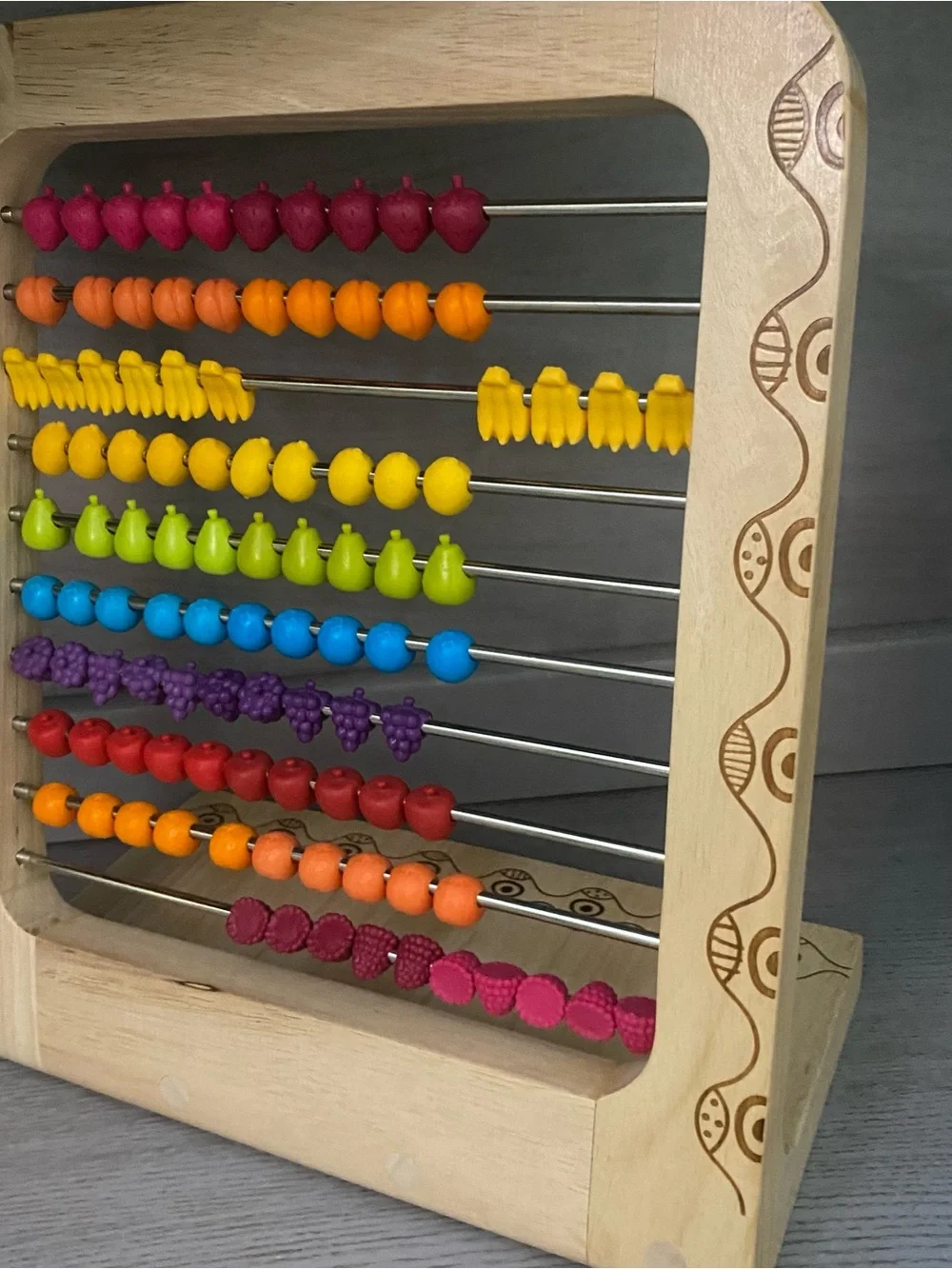 B Toys Wooden Kids Abacus Toy with Multicolor Fruit Counting Beads